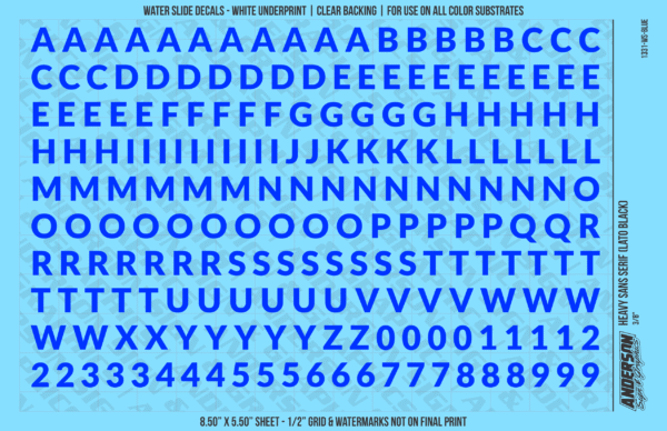 1331-WS-Blue.png ASG Waterslide Decals - Heavy Sans Serif Lettering Numbers 3/8"