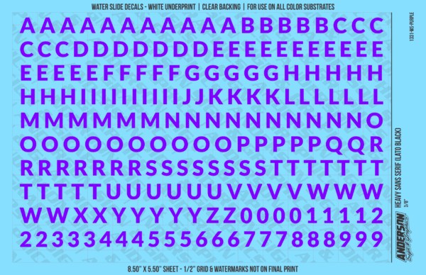 1331-WS-Purple.png ASG Waterslide Decals - Heavy Sans Serif Lettering Numbers 3/8"