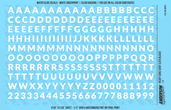 1331-WS-White.png ASG Waterslide Decals - Heavy Sans Serif Lettering Numbers 3/8"