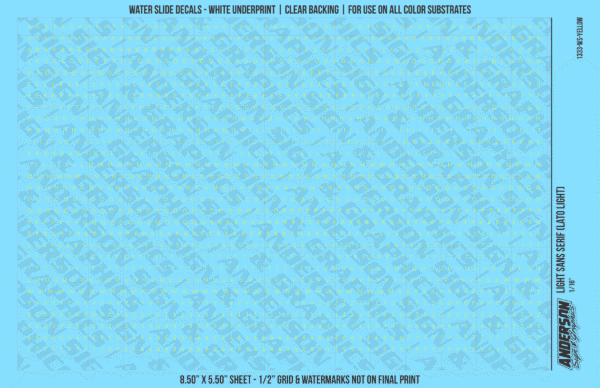 1333-WS-Yellow.png ASG Waterslide Decals - Light Sans Serif Lettering Numbers 1/16"