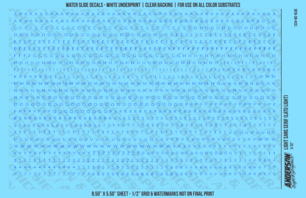 1334-WS-Blue.png ASG Waterslide Decals - Light Sans Serif Lettering Numbers 3/32"