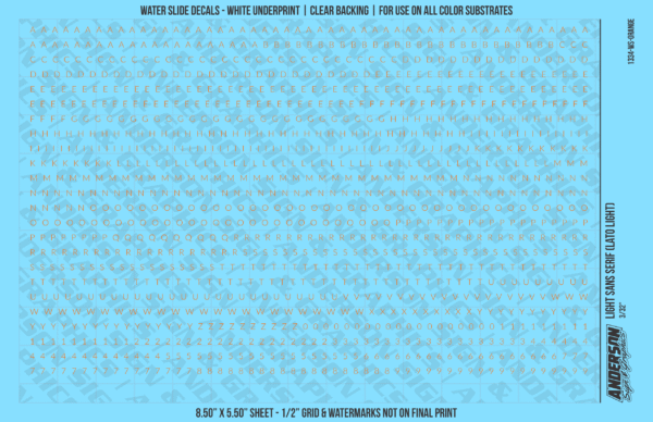 1334-WS-Orange.png ASG Waterslide Decals - Light Sans Serif Lettering Numbers 3/32"