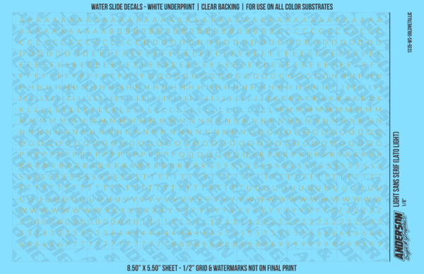 1335-WS-GoldMetallic.png ASG Waterslide Decals - Light Sans Serif Lettering Numbers 1/8"