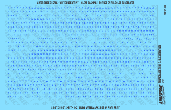 ASG Waterslide Decals - Renaissance Serif Lettering Numbers 3/32"