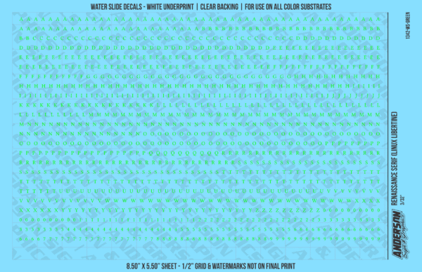 ASG Waterslide Decals - Renaissance Serif Lettering Numbers 3/32"