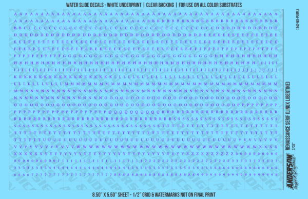ASG Waterslide Decals - Renaissance Serif Lettering Numbers 3/32"