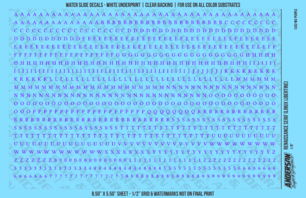 ASG Waterslide Decals - Renaissance Serif Lettering Numbers 1/8"