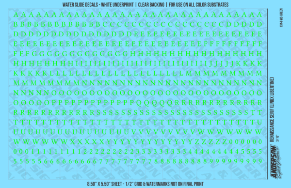 ASG Waterslide Decals - Renaissance Serif Lettering Numbers 3/16"