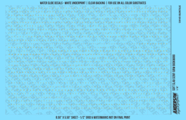 ASG Waterslide Decals - Soft Slab Serif Lettering Numbers 1/16"