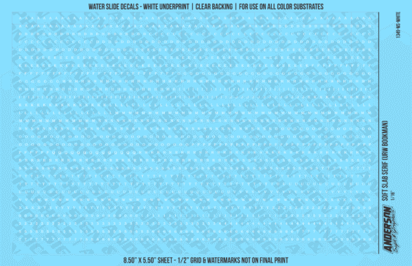 ASG Waterslide Decals - Soft Slab Serif Lettering Numbers 1/16"