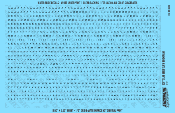ASG Waterslide Decals - Soft Slab Serif Lettering Numbers 3/32"