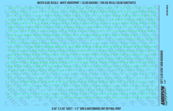 ASG Waterslide Decals - Soft Slab Serif Lettering Numbers 3/32"