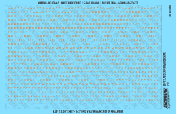 ASG Waterslide Decals - Soft Slab Serif Lettering Numbers 3/32"