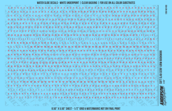 ASG Waterslide Decals - Soft Slab Serif Lettering Numbers 3/32"