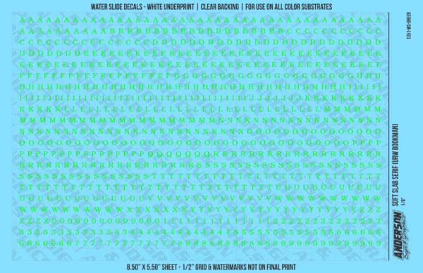 ASG Waterslide Decals - Soft Slab Serif Lettering Numbers 1/8"