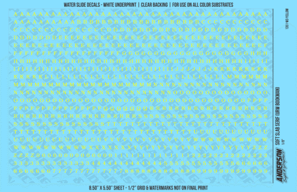 ASG Waterslide Decals - Soft Slab Serif Lettering Numbers 1/8"