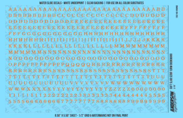 ASG Waterslide Decals - Soft Slab Serif Lettering Numbers 3/16"