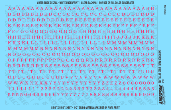 ASG Waterslide Decals - Soft Slab Serif Lettering Numbers 3/16"