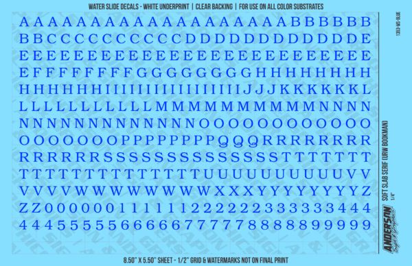 ASG Waterslide Decals - Soft Slab Serif Lettering Numbers 1/4"