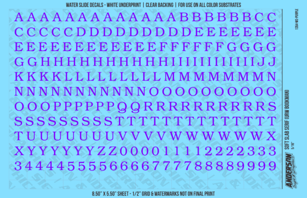 ASG Waterslide Decals - Soft Slab Serif Lettering Numbers 5/16"