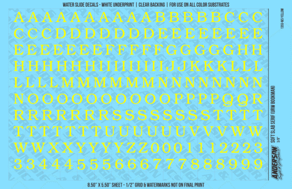 ASG Waterslide Decals - Soft Slab Serif Lettering Numbers 3/8"