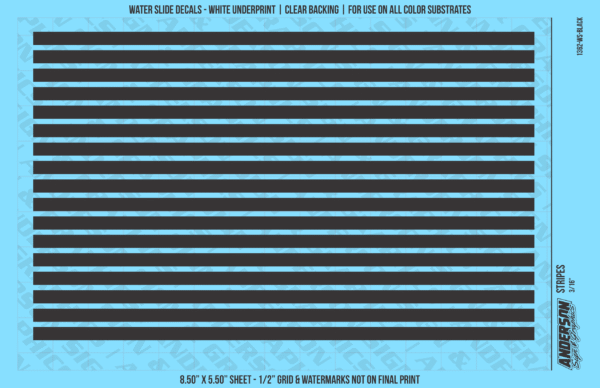 ASG Waterslide Decals - Solid Stripes Set 3/16"