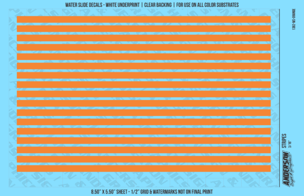 ASG Waterslide Decals - Solid Stripes Set 3/16"