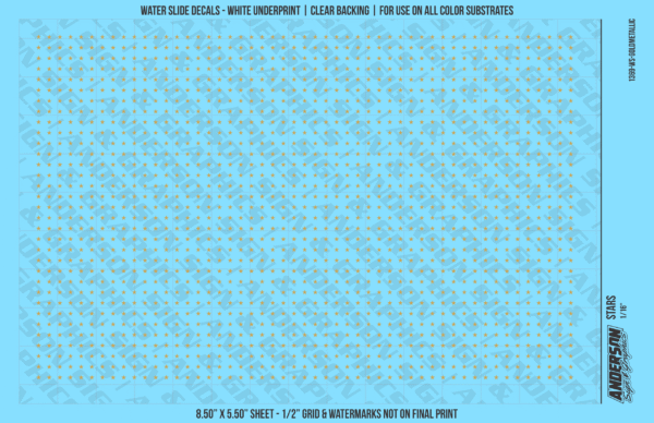 ASG Waterslide Decals - Solid 5-Point Stars Set 1/16"