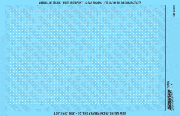 ASG Waterslide Decals - Solid 5-Point Stars Set 1/16"