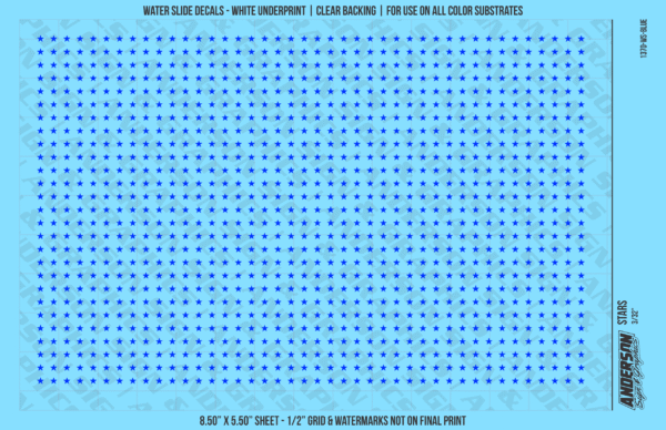ASG Waterslide Decals - Solid 5-Point Stars Set 3/32"