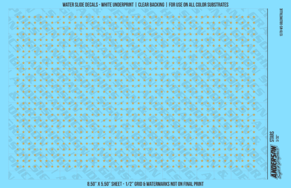 ASG Waterslide Decals - Solid 5-Point Stars Set 3/32"