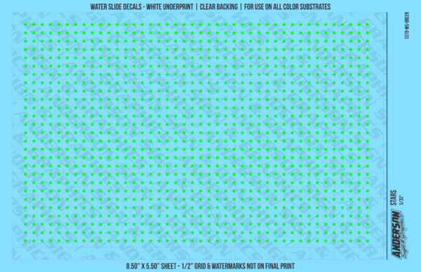 ASG Waterslide Decals - Solid 5-Point Stars Set 3/32"