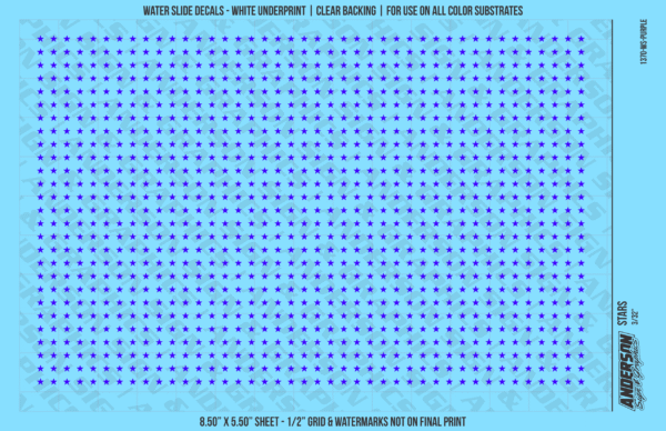 ASG Waterslide Decals - Solid 5-Point Stars Set 3/32"