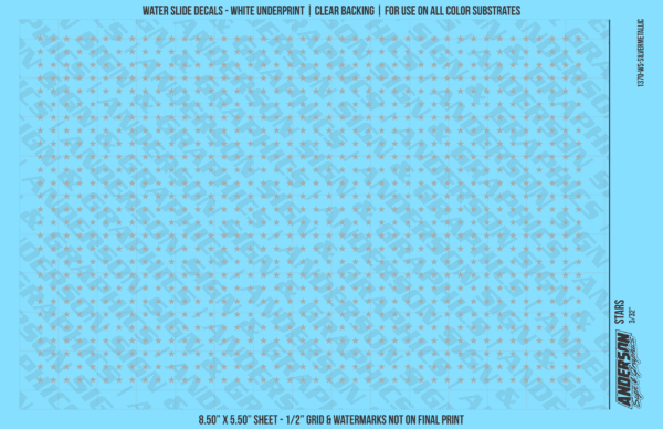 ASG Waterslide Decals - Solid 5-Point Stars Set 3/32"