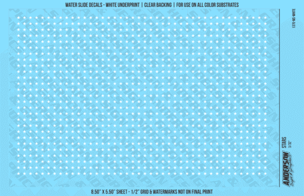 ASG Waterslide Decals - Solid 5-Point Stars Set 3/32"