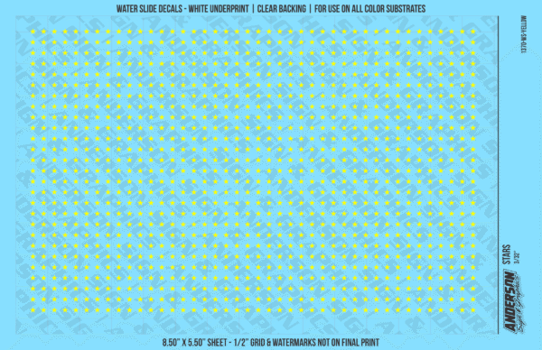ASG Waterslide Decals - Solid 5-Point Stars Set 3/32"