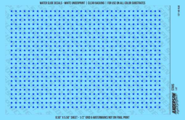 ASG Waterslide Decals - Solid 5-Point Stars Set 1/8"