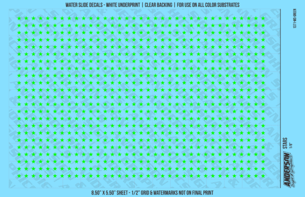 ASG Waterslide Decals - Solid 5-Point Stars Set 1/8"