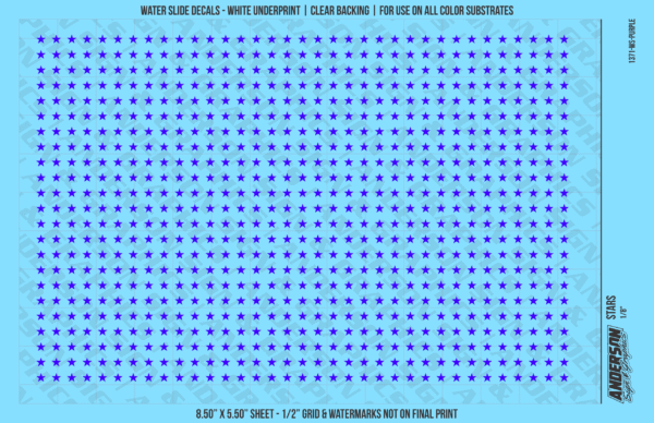 ASG Waterslide Decals - Solid 5-Point Stars Set 1/8"