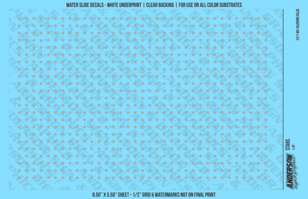 ASG Waterslide Decals - Solid 5-Point Stars Set 1/8"