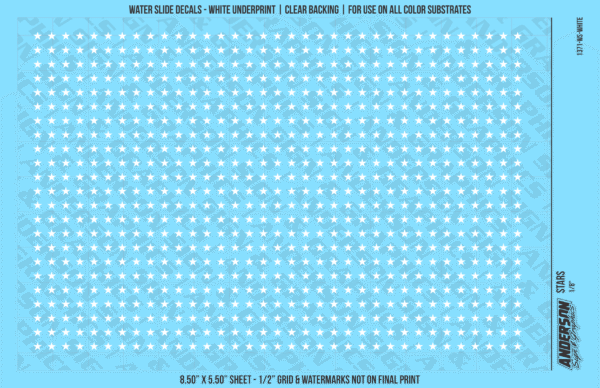 ASG Waterslide Decals - Solid 5-Point Stars Set 1/8"