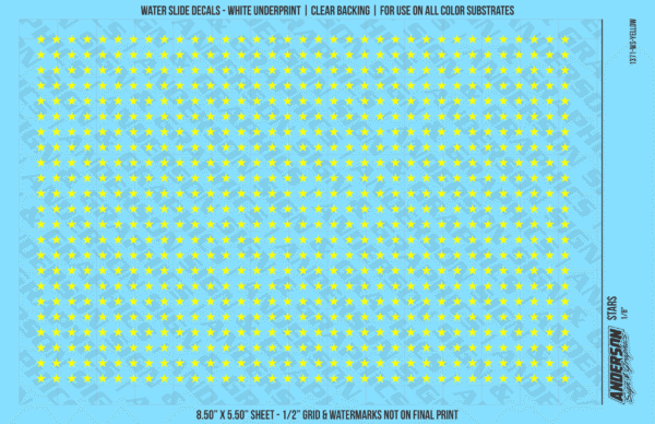 ASG Waterslide Decals - Solid 5-Point Stars Set 1/8"