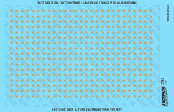 ASG Waterslide Decals - Solid 5-Point Stars Set 3/16"