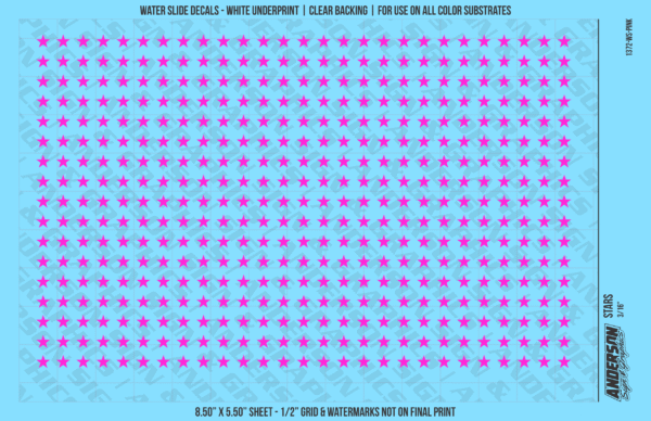 ASG Waterslide Decals - Solid 5-Point Stars Set 3/16"