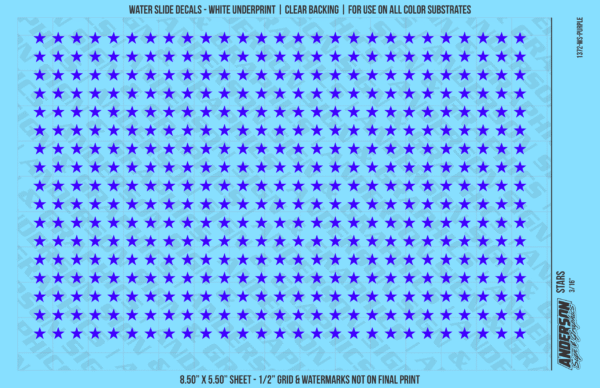 ASG Waterslide Decals - Solid 5-Point Stars Set 3/16"
