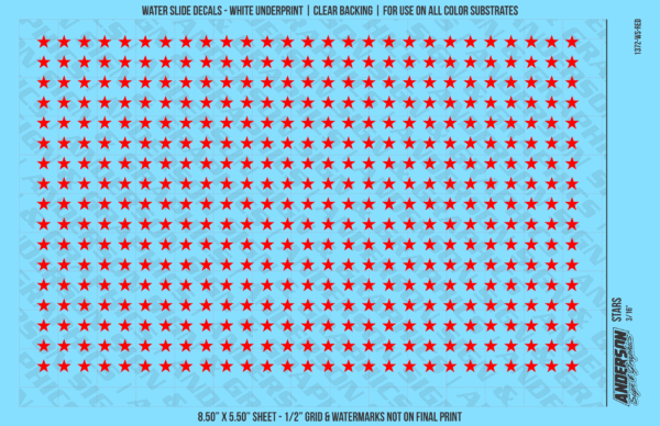 ASG Waterslide Decals - Solid 5-Point Stars Set 3/16"