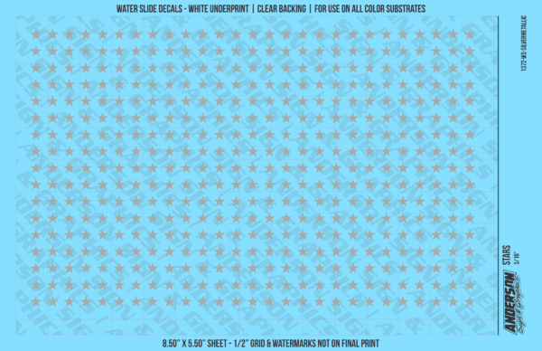 ASG Waterslide Decals - Solid 5-Point Stars Set 3/16"