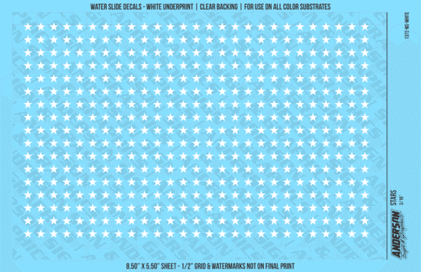 ASG Waterslide Decals - Solid 5-Point Stars Set 3/16"