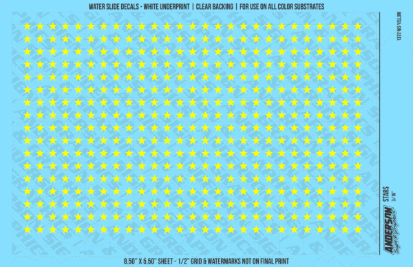 ASG Waterslide Decals - Solid 5-Point Stars Set 3/16"