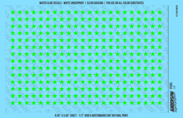 ASG Waterslide Decals - Solid 5-Point Stars Set 1/4"